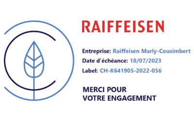 La banque Raiffeisen Région Marly-Cousimbert reste dans la communauté de Carbon Fri !